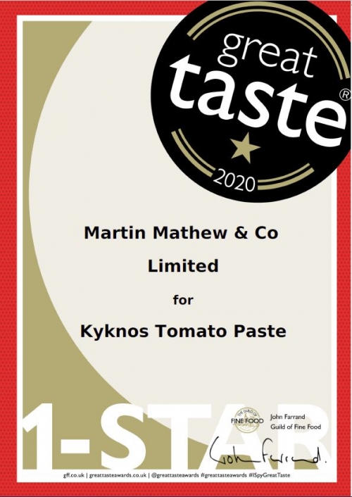 Kynos Tomato Paste Great Taste Award